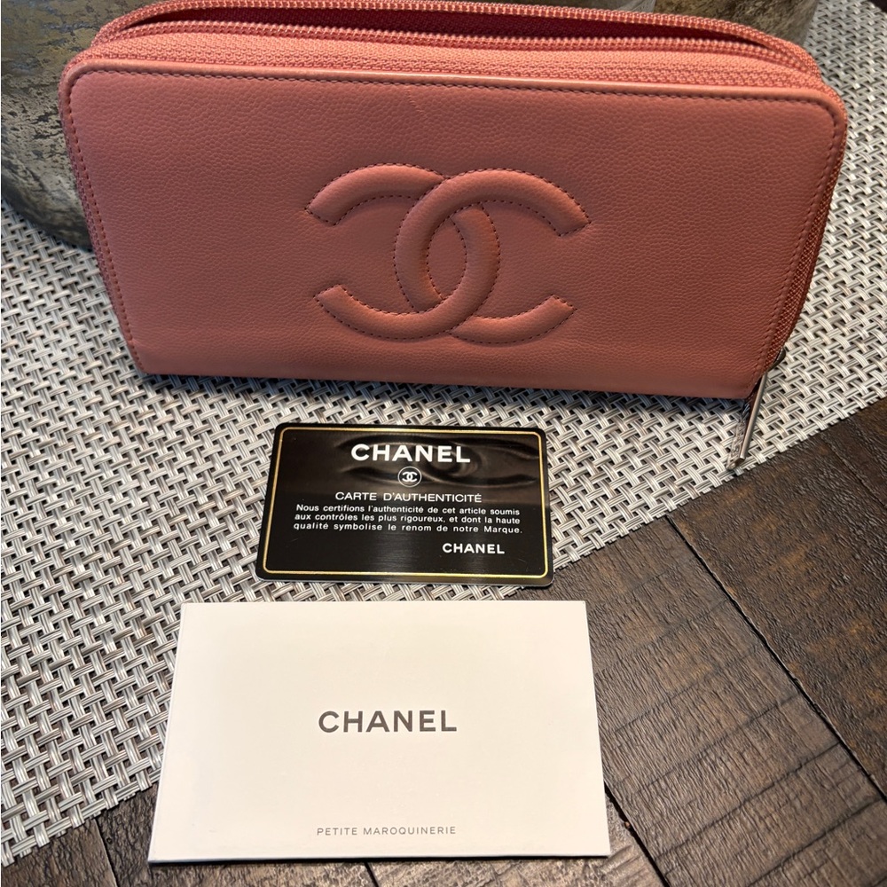 CHANEL Pink Leather Wallet